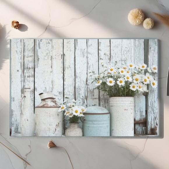 Rustic Floral Glass Cutting Board Size 11x8 - Picture 2 of 4